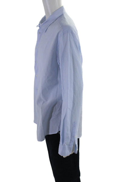 Emporio Armani Mens Button Down Dress Shirt Blue Cotton Size Extra Extra Large