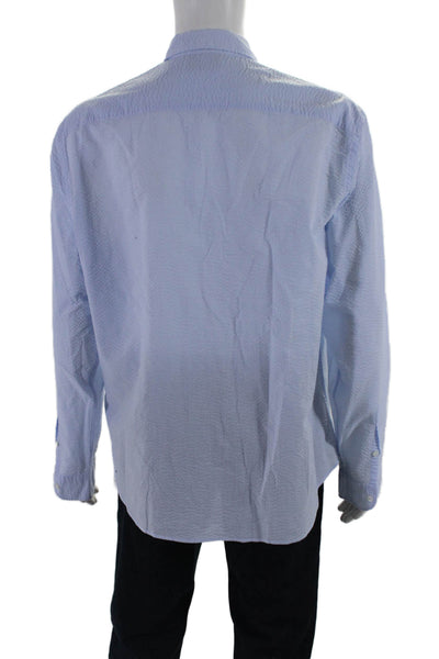 Emporio Armani Mens Button Down Dress Shirt Blue Cotton Size Extra Extra Large