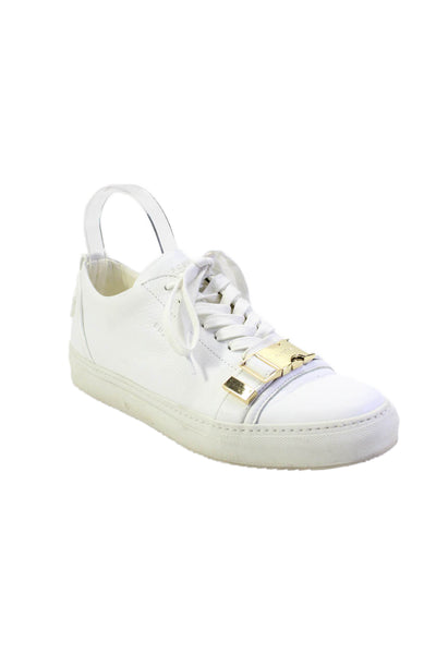 Buscemi Women's Round Toe Lace Up Leather Rubber Sole Sneakers White Size 43