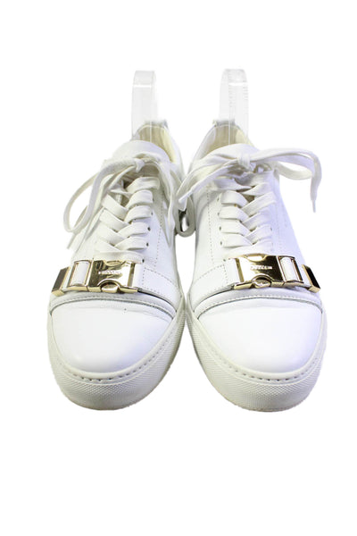 Buscemi Women's Round Toe Lace Up Leather Rubber Sole Sneakers White Size 43