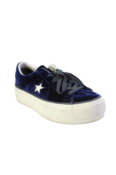 Converse Womens Navy Blue Velvet Low Top Platform Sneakers Shoes Size 6.5