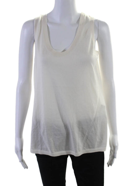 Maison Ullens Womens Cashmere Sleeveless Ribbed Tank Top White Size M