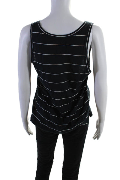 Vince Womens Sleeveless Round Neck Striped Muscle Tank Top Black Size L