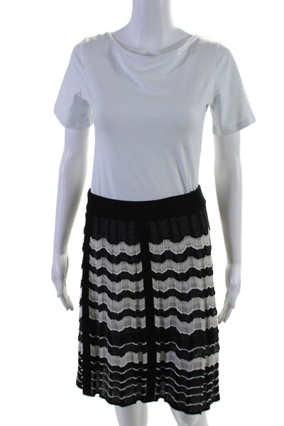 Missoni Womens Elastic Waistband Stripped Tiered Midi Skirt Black Size 46