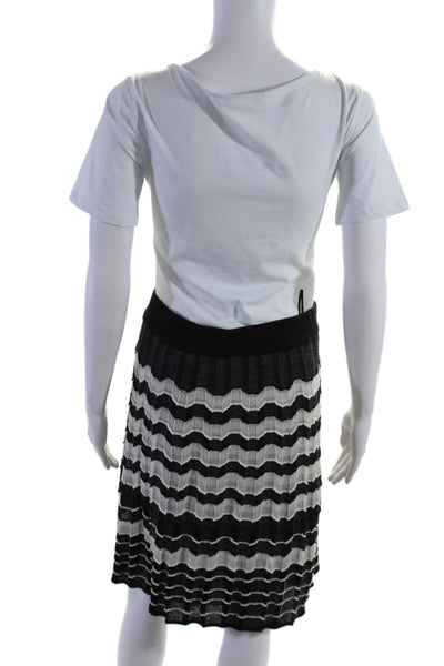 Missoni Womens Elastic Waistband Stripped Tiered Midi Skirt Black Size 46