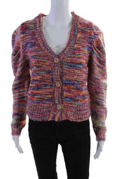 En Saison Womens Knitted Buttoned V-Neck Long Sleeve Cardigan Multicolor Size S