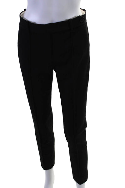 Theory Womens Buttoned Pleated Zipped Skinny Leg Dress Pants Black Size 2