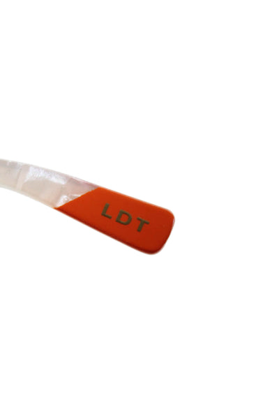 LDT Womens Thick Round Frame Sunglasses Plastic Orange Off White