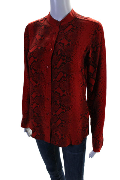 Equipment Femme Womens Silk Red Python Skin Print Button Front Blouse Top SizeXS