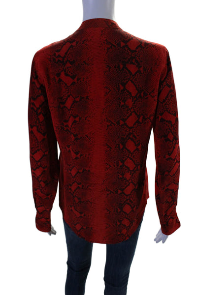 Equipment Femme Womens Silk Red Python Skin Print Button Front Blouse Top SizeXS