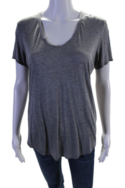 Helmut Womens Gray Scoop Neck Short Sleeve Basic Tee Top Size M