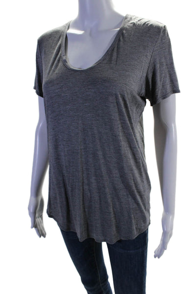 Helmut Womens Gray Scoop Neck Short Sleeve Basic Tee Top Size M