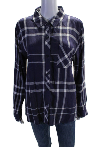 Rails Womens Blue Plaid Collar Long Sleeve Button Down Shirt Size M