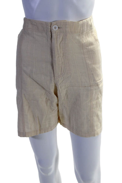 SMR Days Womens Cotton Ruched Buttoned Flat Front Casual Shorts Beige Size XL