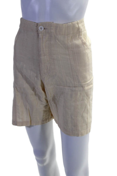 SMR Days Womens Cotton Ruched Buttoned Flat Front Casual Shorts Beige Size XL