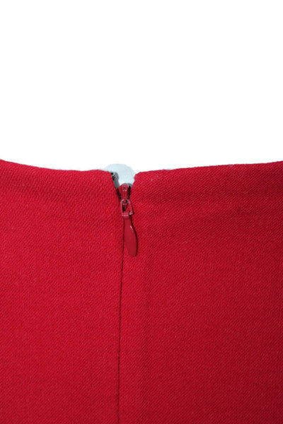 Theory Womens Wool Solid Red Zip Back Mini Skirt Size 0