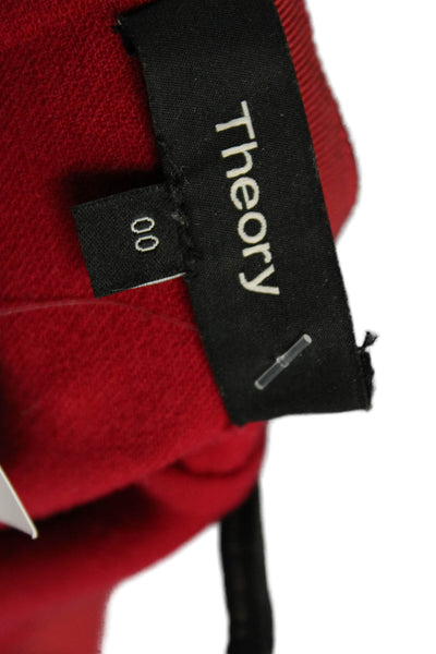 Theory Womens Wool Solid Red Zip Back Mini Skirt Size 0