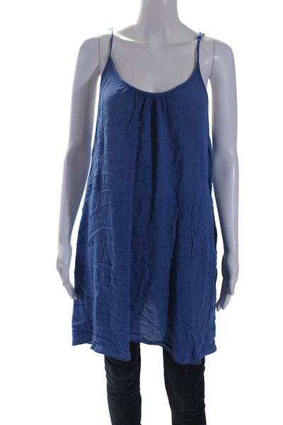 Elan Womens Round Neck Sleeveless Pullover Tank Top Blouse Blue Size L