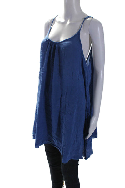 Elan Womens Round Neck Sleeveless Pullover Tank Top Blouse Blue Size L