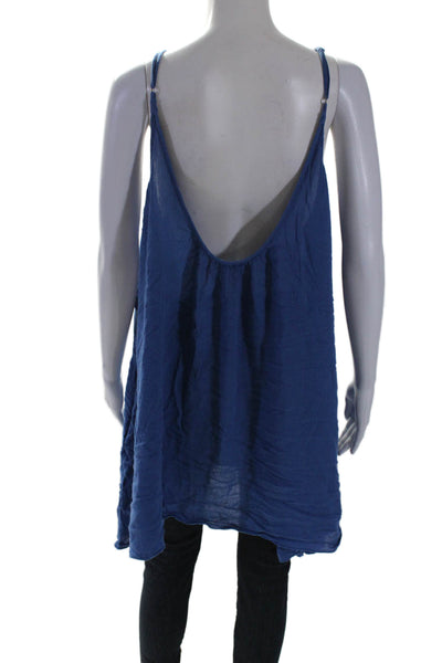 Elan Womens Round Neck Sleeveless Pullover Tank Top Blouse Blue Size L