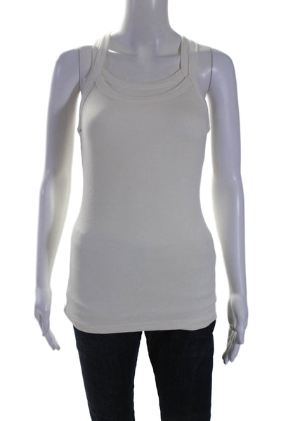 Robert Rodriguez Womens Stretch Ribbed Strappy Pullover Tank Top White Size M