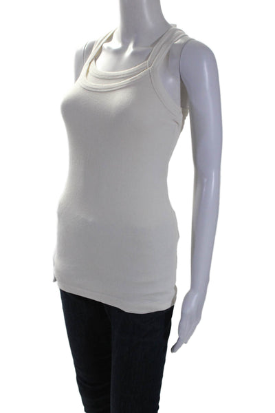 Robert Rodriguez Womens Stretch Ribbed Strappy Pullover Tank Top White Size M