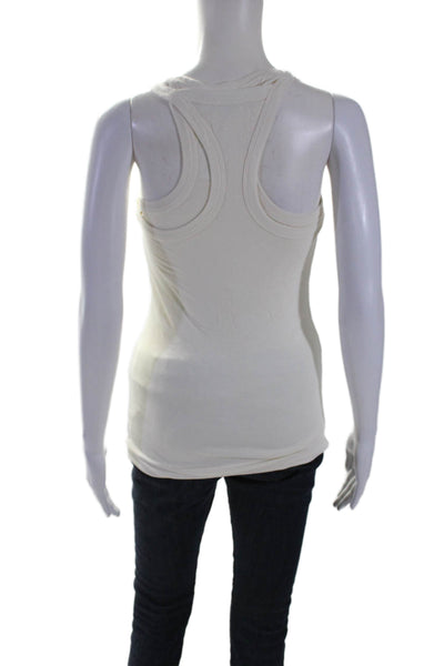 Robert Rodriguez Womens Stretch Ribbed Strappy Pullover Tank Top White Size M