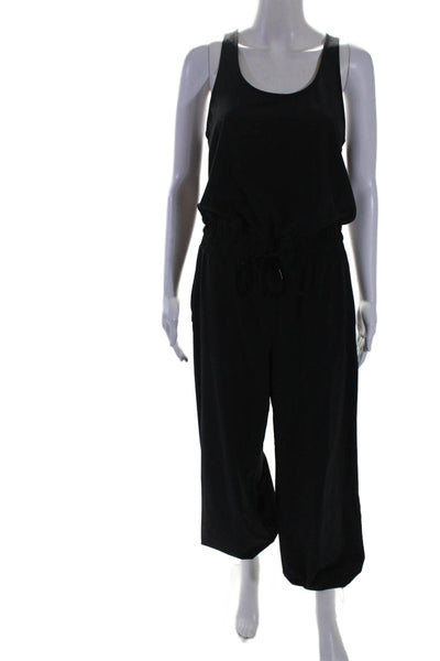 Athletech Womens Drawstring Waist String Synched Ankle Jumpsuit Black Size 4