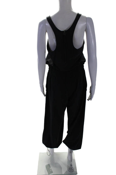 Athletech Womens Drawstring Waist String Synched Ankle Jumpsuit Black Size 4