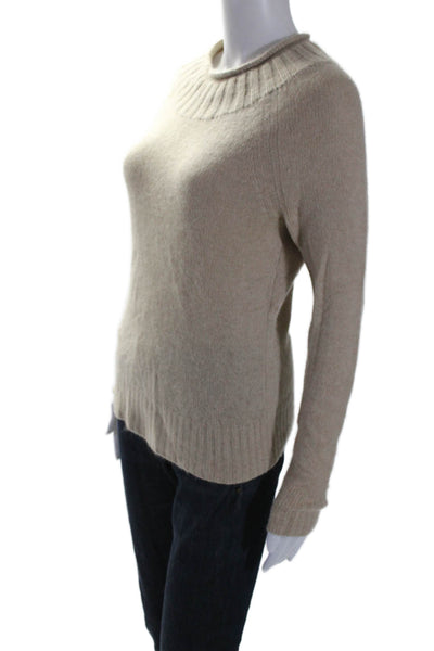 J Crew Womens Cashmere Rib Knit High Mock Neck Sweater Beige Size XXS