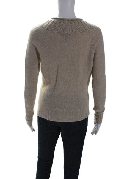 J Crew Womens Cashmere Rib Knit High Mock Neck Sweater Beige Size XXS