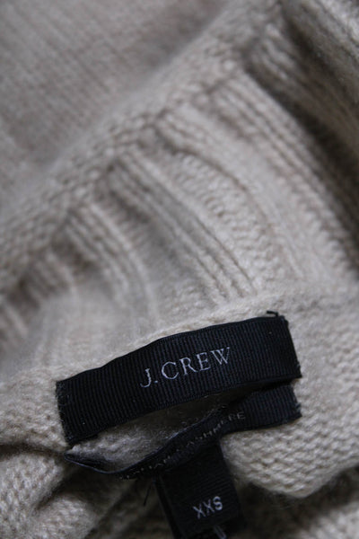 J Crew Womens Cashmere Rib Knit High Mock Neck Sweater Beige Size XXS