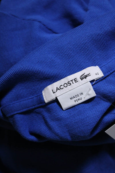 Lacoste Womens Cotton Short Sleeve Collar Button Polo Shirt Top Blue Size S