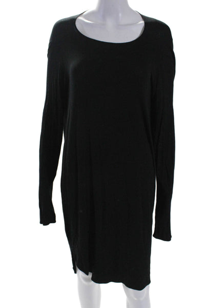 Zero + Maria Cornejo Womens Long Sleeves Knee Length Shirt Dress Black Size Medi