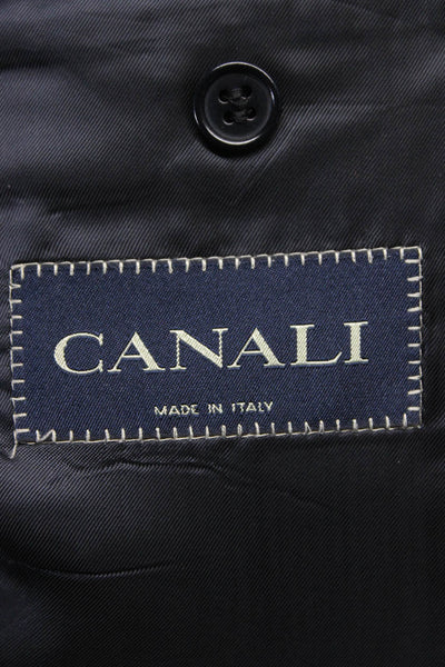 Canali Mens Wool Striped Single Breasted Blazer Suit Jacket Black Size 54