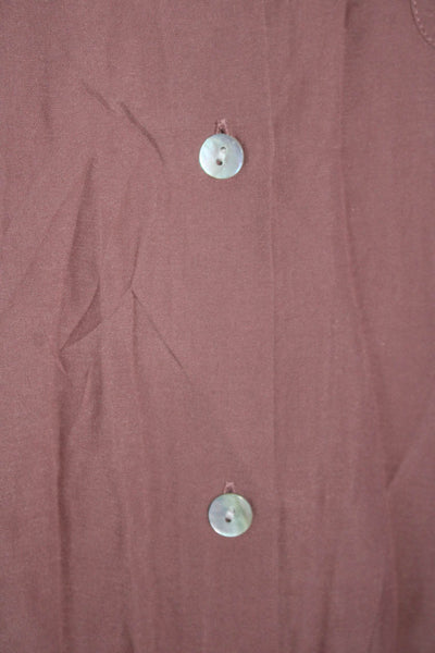 Vince Women's Long Sleeves Button Down Round Neck Shirt Mauve Size XS