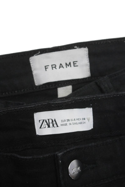 Frame Zara Womens Cotton Denim Skinny Cigarette Leg Jeans Black Size 27 6 Lot 2