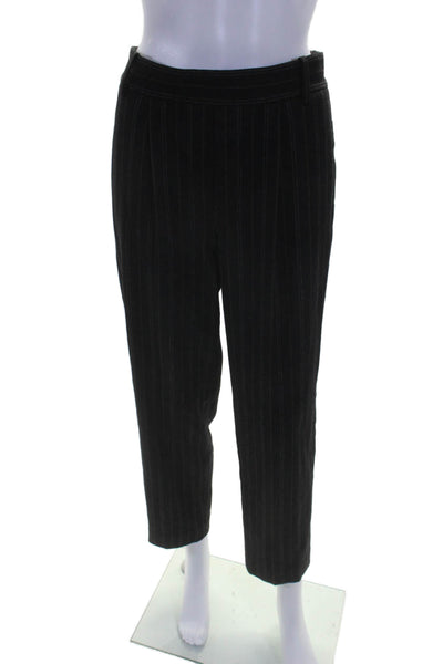 Vince Womens Pleated Lined Striped Tapered Trouser Pants Black Size S