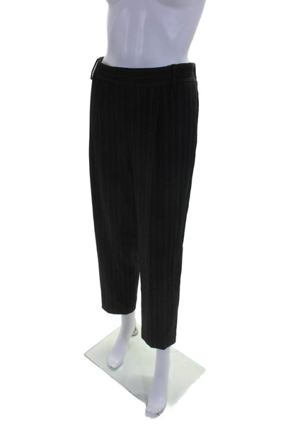 Vince Womens Pleated Lined Striped Tapered Trouser Pants Black Size S