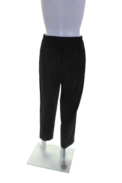 Vince Womens Pleated Lined Striped Tapered Trouser Pants Black Size S