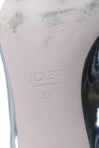 J Crew Womens Leather Pointed Toe Slide On Open Top Heels Silver Size 9.5