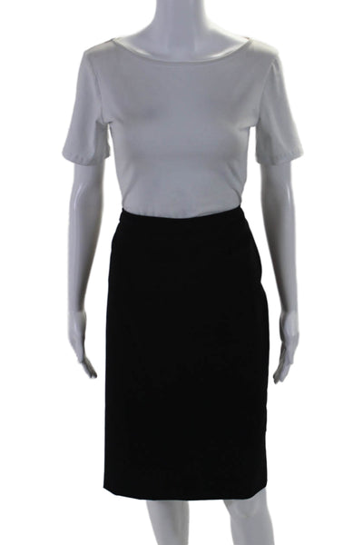 Elie Tahari  Womens Wool Zip Up Knee Length Pencil Skirt Black Size 10