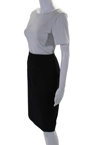 Elie Tahari  Womens Wool Zip Up Knee Length Pencil Skirt Black Size 10