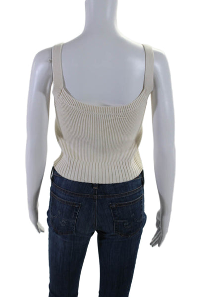 Intermix Womens Cotton Blend V-Neck Pullover Knit Tank Top Cream Size S