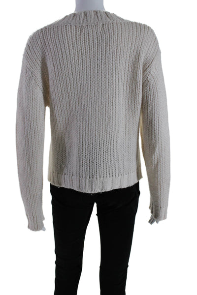 Bella Dahl Womens Wool Long Sleeve V Neck Pullover Sweater White Size XS