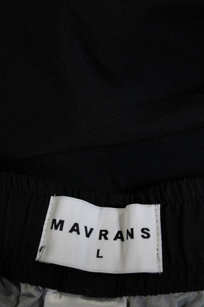 Mavrans Mens Elastic Waist Drawstring Tapered Leg Pants Beige Black Large