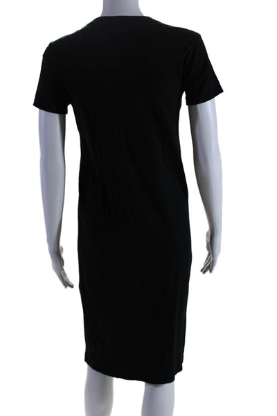 NSF Womens Cotton Round Neck Short Sleeve Pullover T-Shirt Dress Black Size S