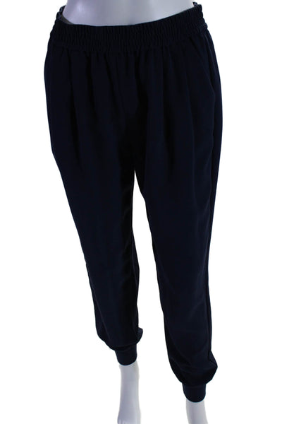 Joie Womens Ruched Elastic Waist Slip-On Tapered Jogger Dress Pants Navy Size 4