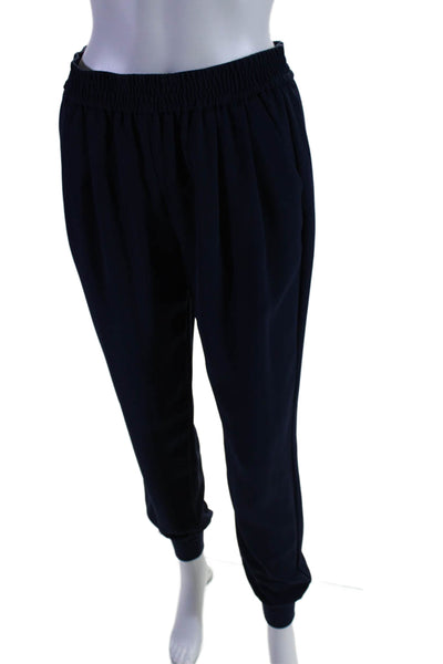 Joie Womens Ruched Elastic Waist Slip-On Tapered Jogger Dress Pants Navy Size 4