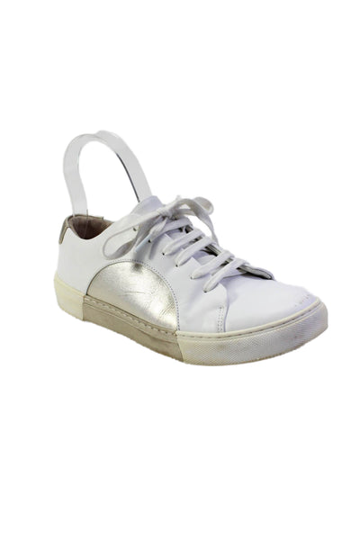 They New York Womens Metallic Leather Round Toe Low Top Sneakers White Size 37 7